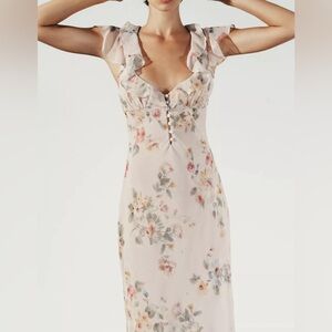 NWT ZARA FLORAL MIDI DRESS SIZE M